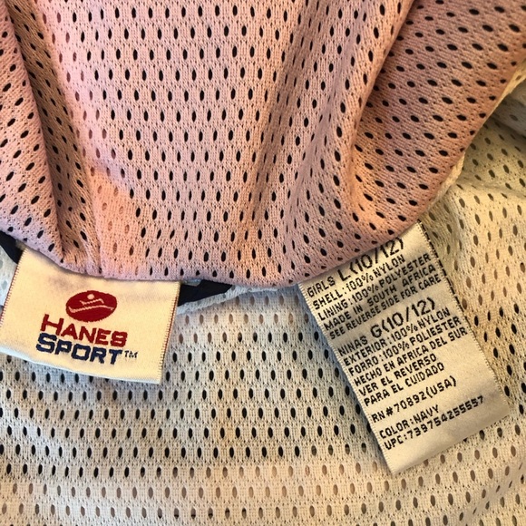 Vintage Hanes Sport Windbreaker Vest Girls Size 10/12 Pink Navy - Picture 6 of 7